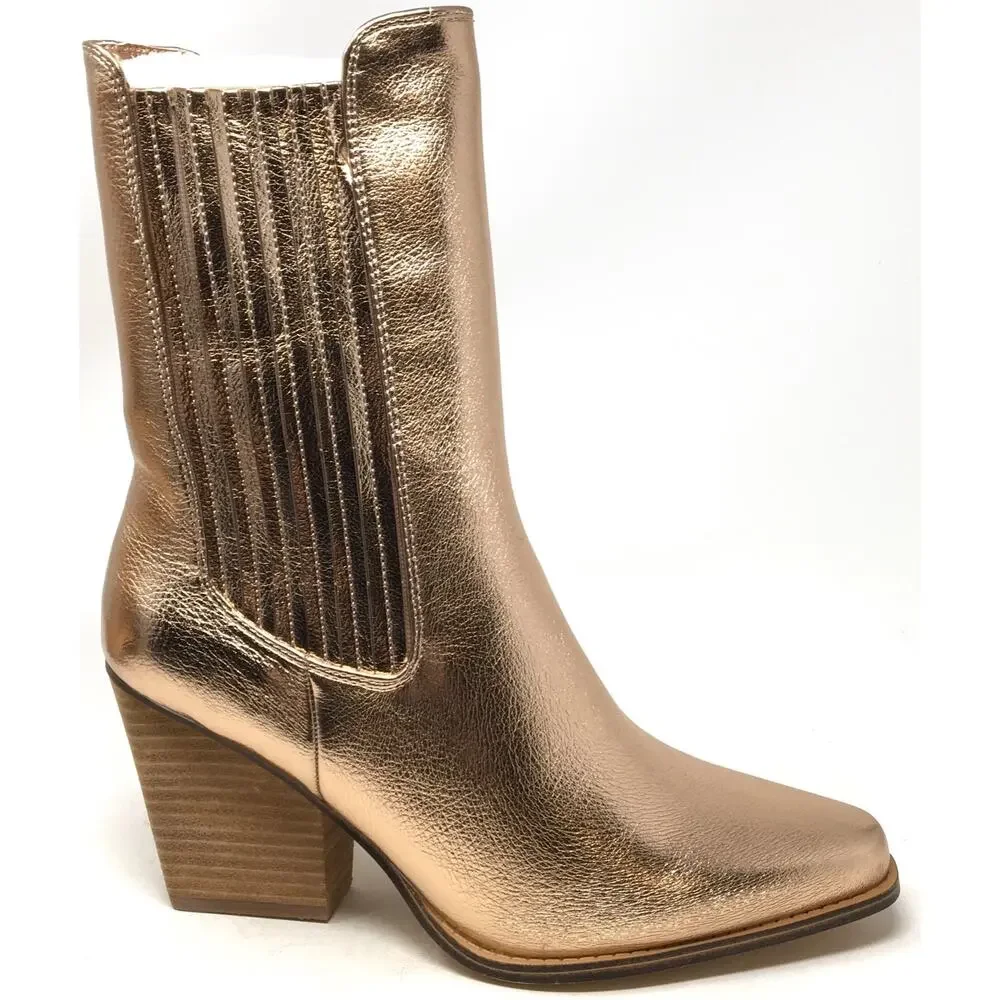 Chinese Laundry Cali Women's Size 11 Metallic Copper Stacked Heel Bootie